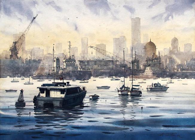 mumbai-skyline-watercolor-painting-by-ananta-mandal